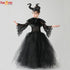 Black Devil Tutu Costume Gothic Halloween Girls Fancy Tutu Dress with Feather Gown Dress